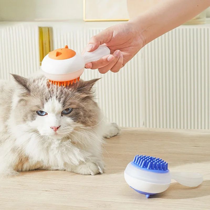 Automatic Pet Bath Brush Soft Gel Hair Removal Dual-Purpose