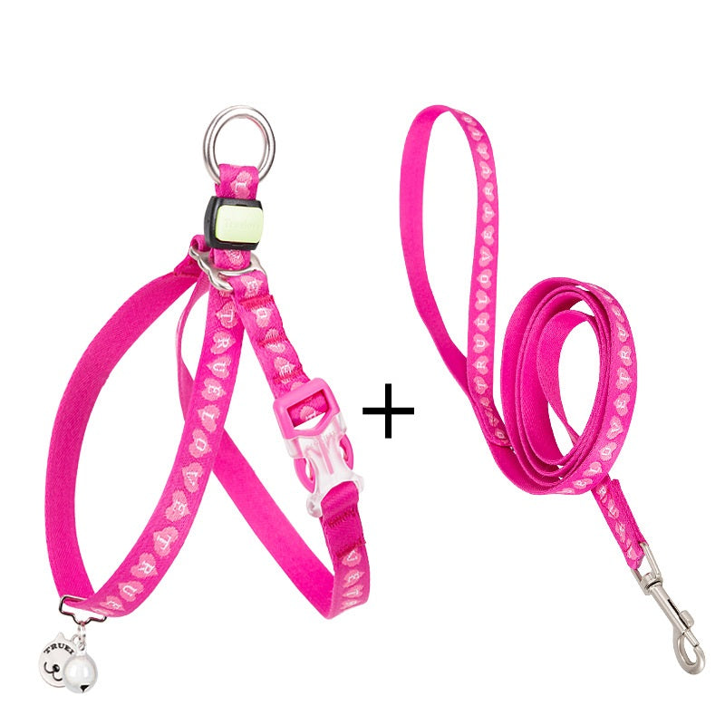Pet Bell Chest Strap Harness Vest With Durable Leash Set