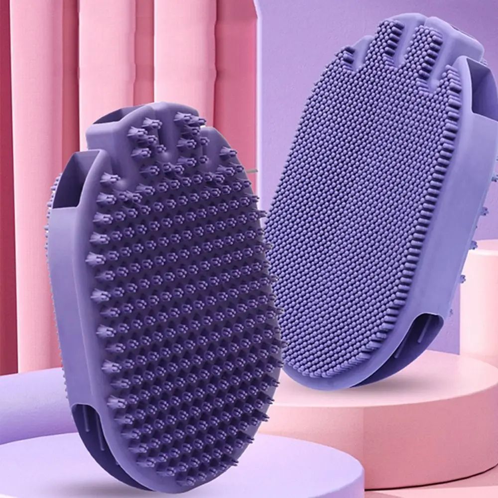 Dual-Sided Pet Shampoo And Grooming Brush With Soft Bristles