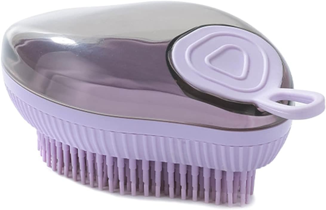 Silicone Pet Bath Brush With Soap Dispenser Grooming Massage Tool