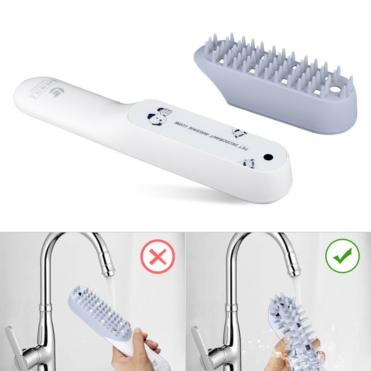 Silicone Pet Massage Grooming Brush With Deodorizing Cleaning Design
