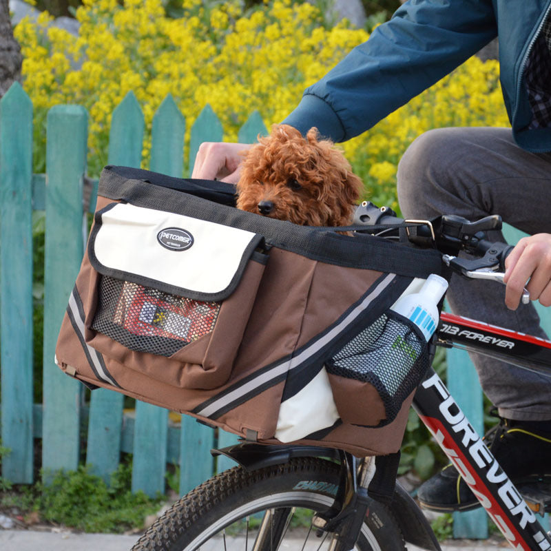 Removable Pet Bicycle Handlebar Basket Carrier For Travel