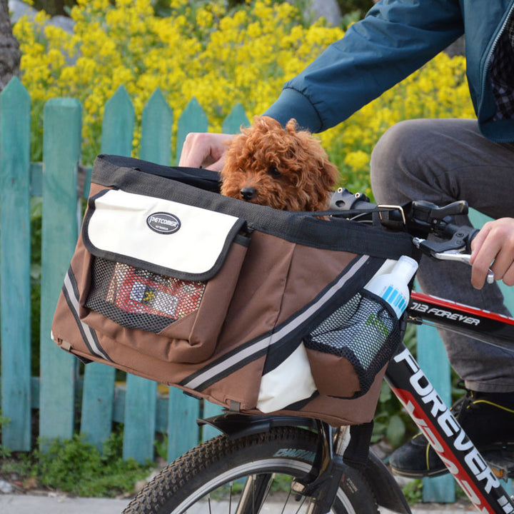 Removable Pet Bicycle Handlebar Basket Carrier For Travel