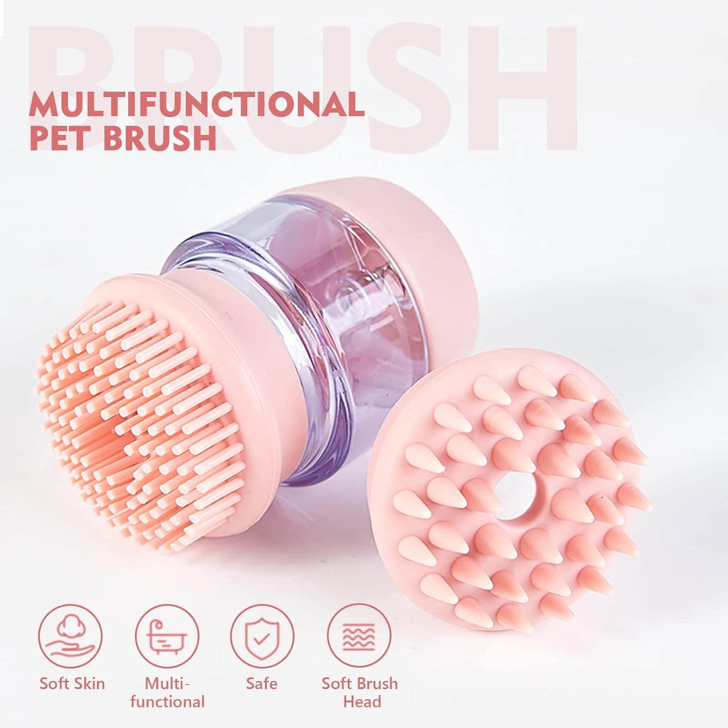 Pet Bath Brush Silicone Grooming Massage Hair Cleaning With Shampoo