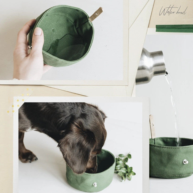 Portable Folding Pet Bowl With Canvas Design For Travel