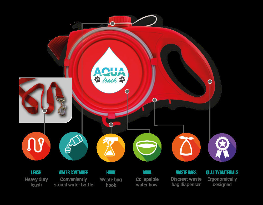 Multifunctional Portable Pet Leash With Built In Water Bottle