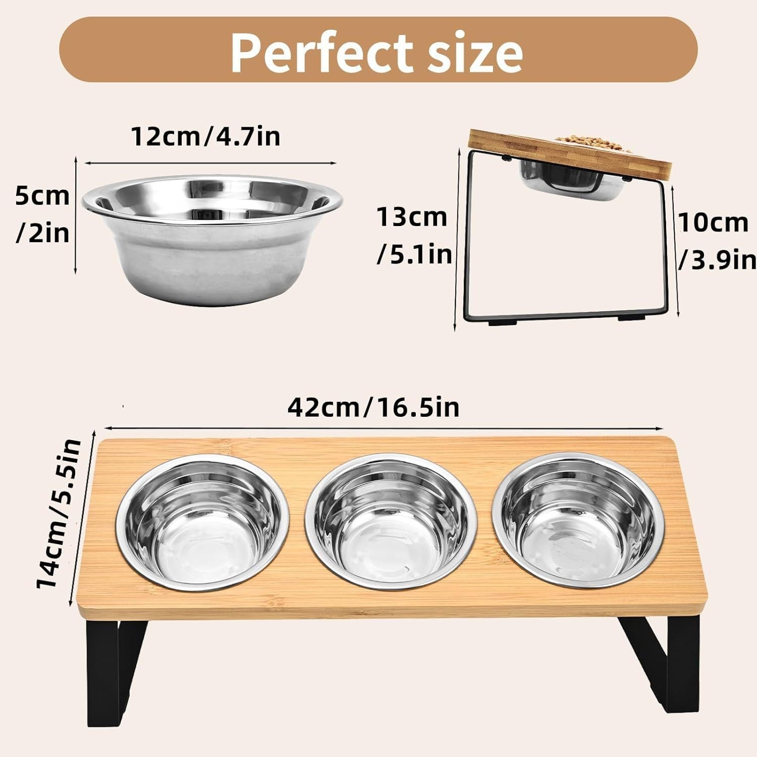 Iron Wood Pet Feeding Rack With Bowl Stand Holder