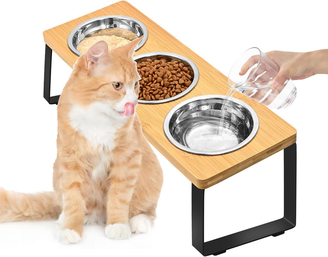 Iron Wood Pet Feeding Rack With Bowl Stand Holder