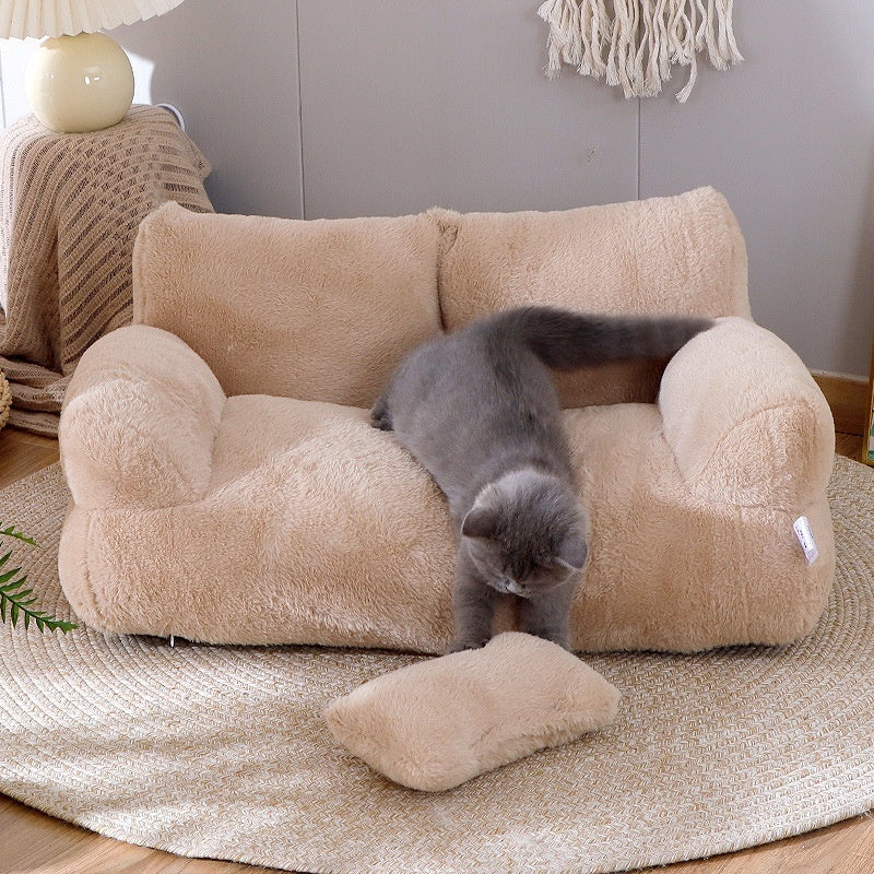 Luxury Plush Pet Sofa Bed Warm Cozy Nest For Winter