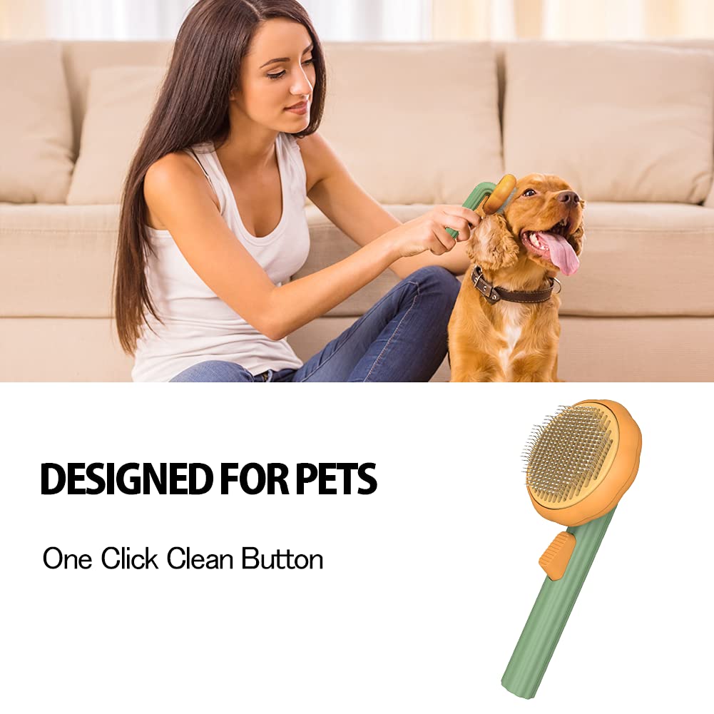 Self Cleaning Pet Slicker Brush For Undercoat And Tangled Hair
