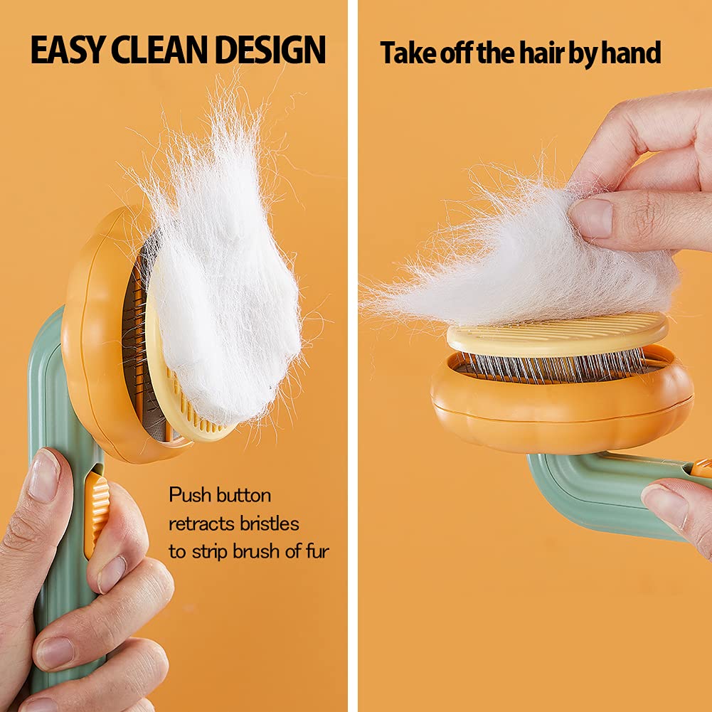 Self Cleaning Pet Slicker Brush For Undercoat And Tangled Hair