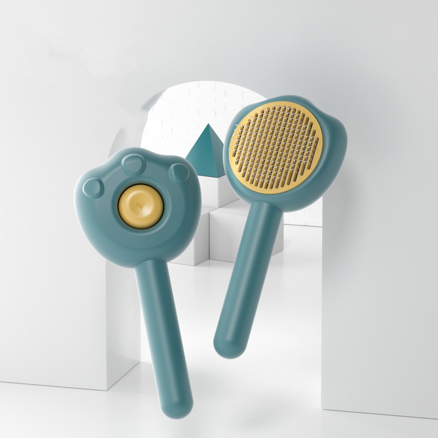 Self Cleaning Pet Grooming Comb With Needle Brush And Handle