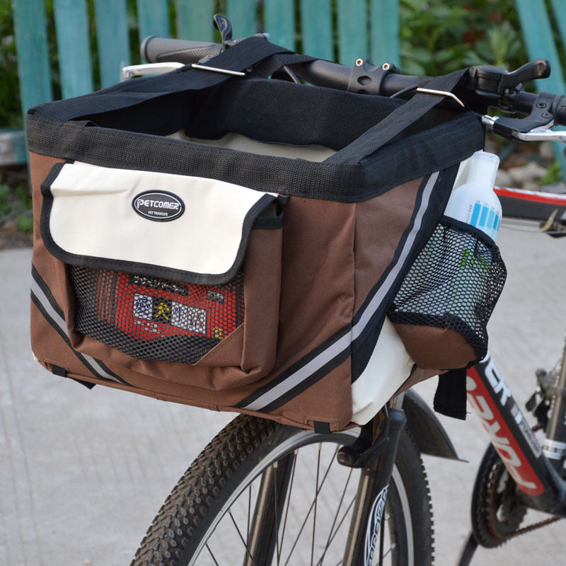 Removable Pet Bicycle Handlebar Basket Carrier For Travel