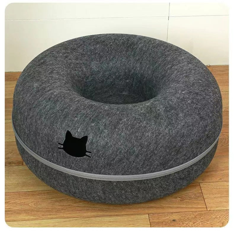 Comfortable Round Pet Bed Tunnel Cozy Sleeping Nest