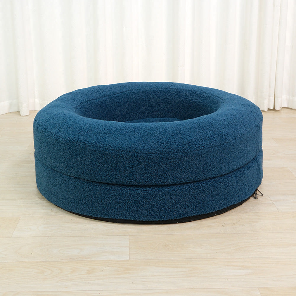 Household Solid Color Leisure Pet Round Bed Cozy Nest