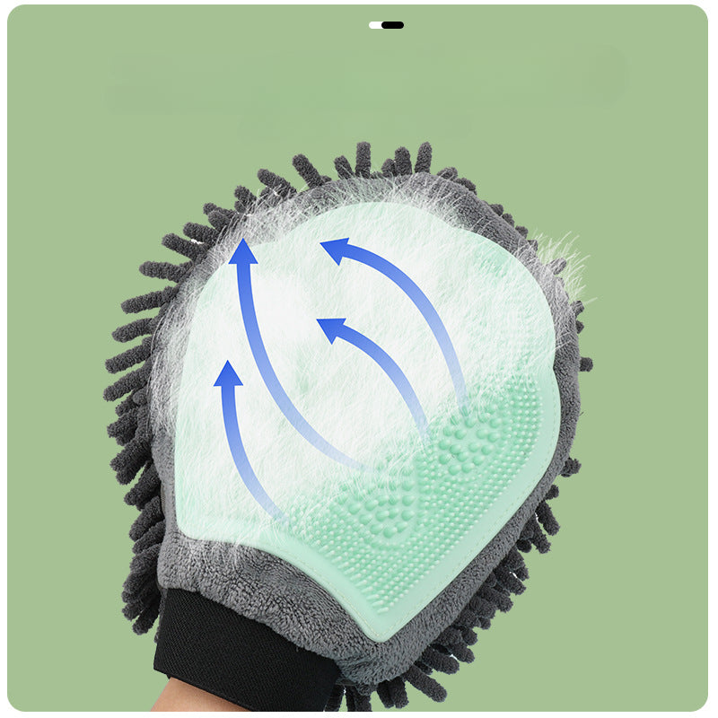 2-in-1 Pet Bathing Brush Grooming Massage Glove Cleaning Tool
