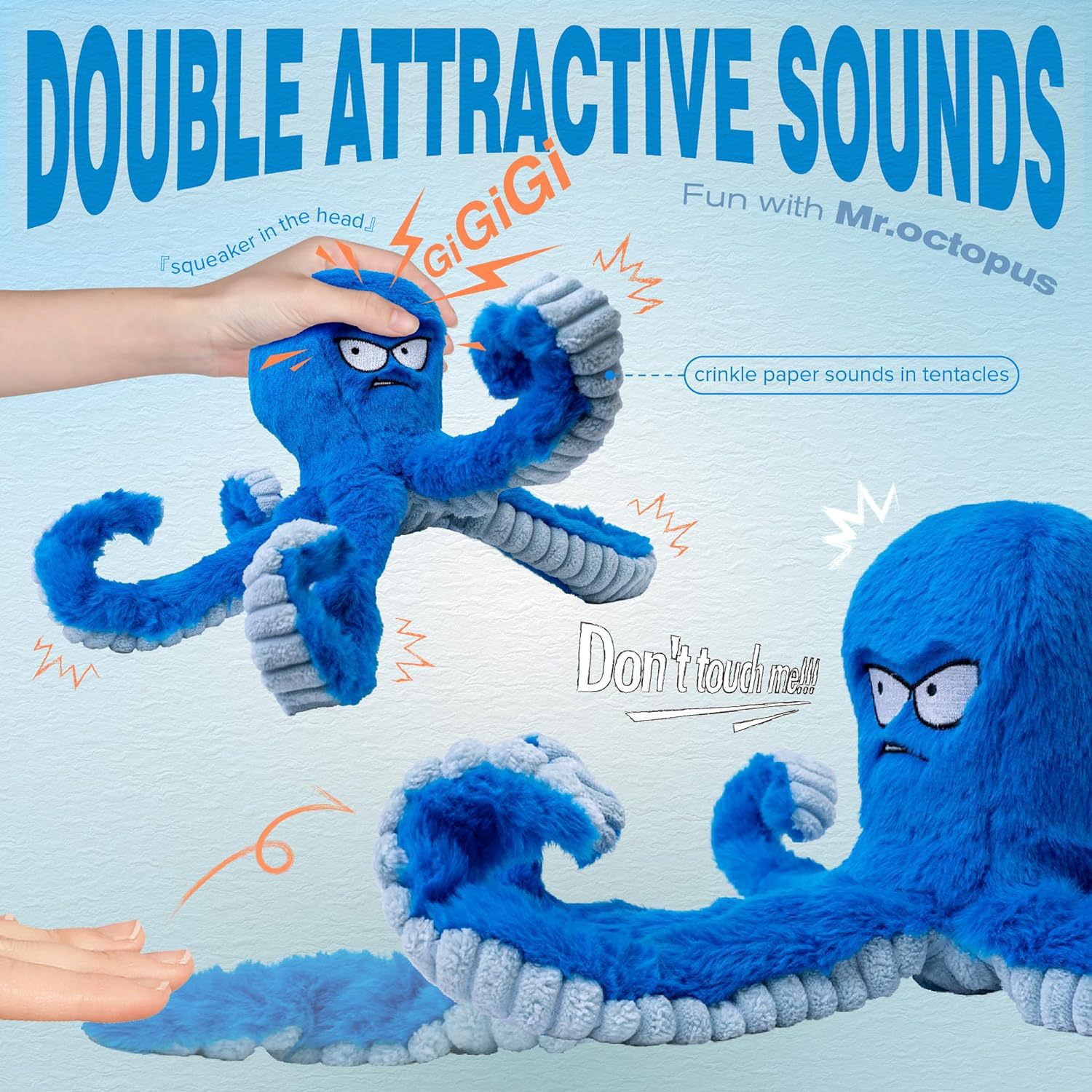 Durable Pet Chew Toys Interactive Squeaky Tug Crinkle Toy