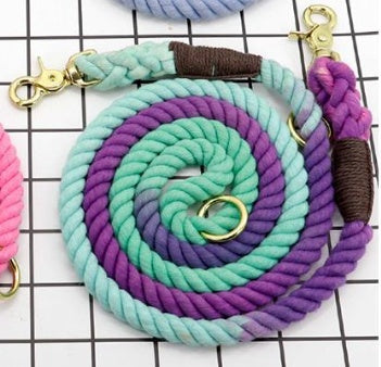 Multicolor Cotton Pet Long Leash Durable Comfortable Walking Lead