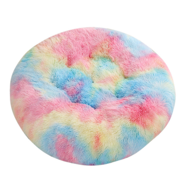 Round Plush Pet Bed Soft Warm Sleeping Mat