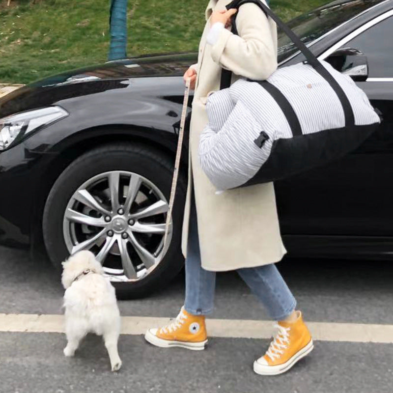 Portable Pet Car Carrier With Secure Safety Travel Design