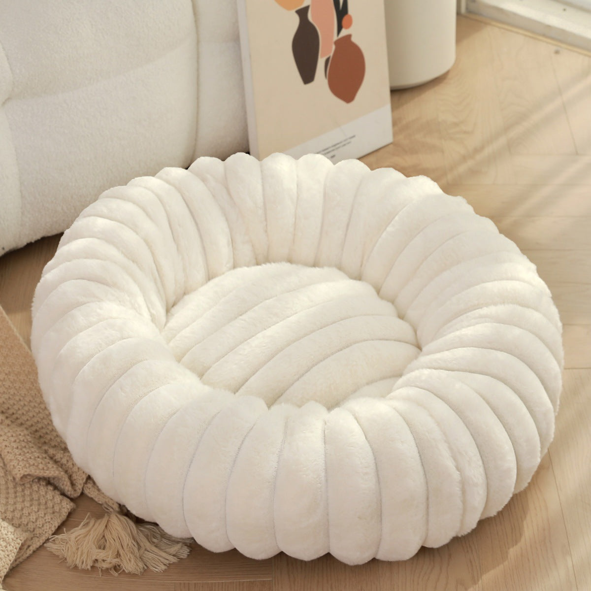 High Weight Pet Plush Round Bed Warm Winter Nest Kennel