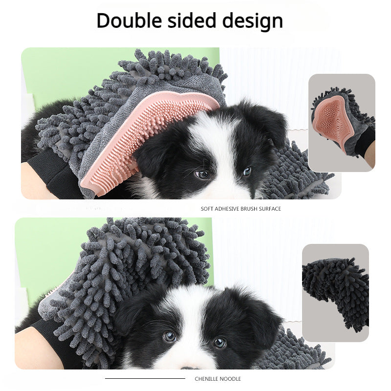 2-in-1 Pet Bathing Brush Grooming Massage Glove Cleaning Tool