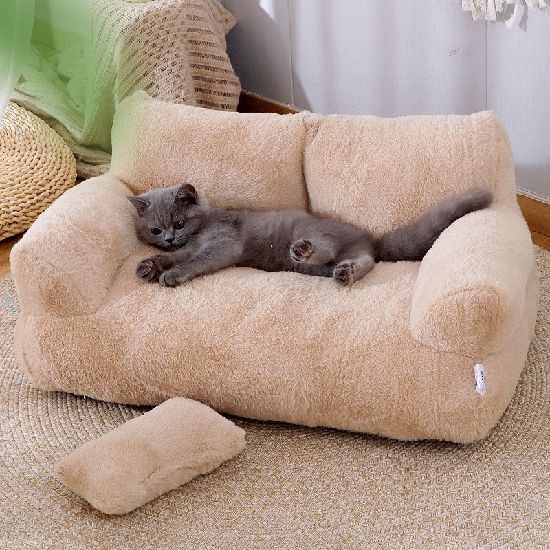 Luxury Plush Pet Sofa Bed Warm Cozy Nest For Winter
