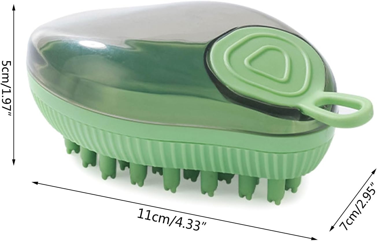 Silicone Pet Bath Brush With Soap Dispenser Grooming Massage Tool