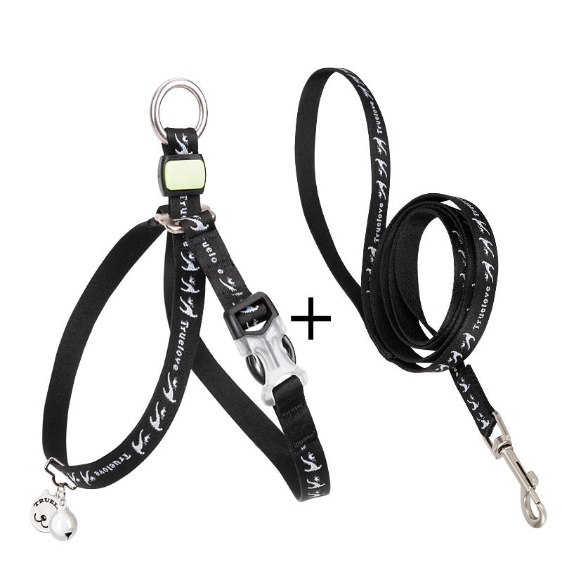 Pet Bell Chest Strap Harness Vest With Durable Leash Set