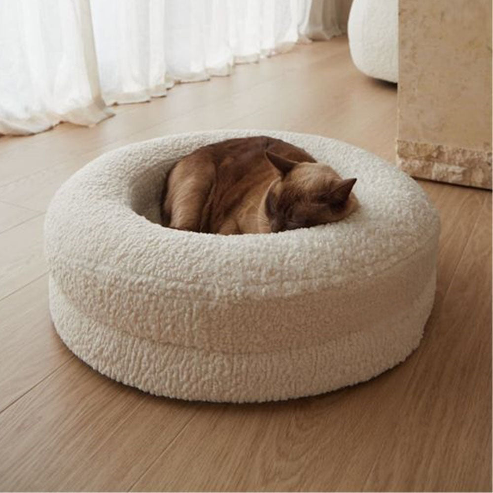 Household Solid Color Leisure Pet Round Bed Cozy Nest