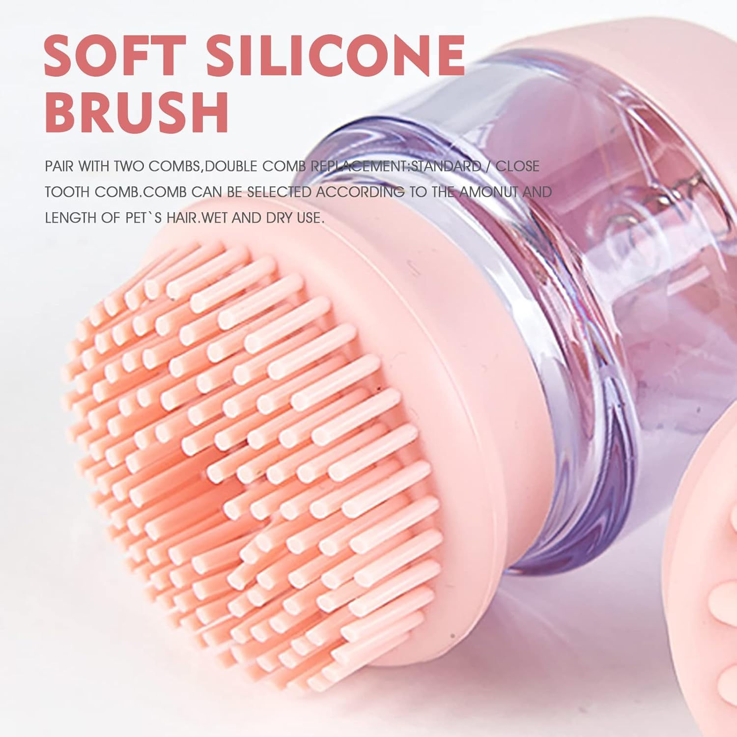 Pet Bath Brush Silicone Grooming Massage Hair Cleaning With Shampoo