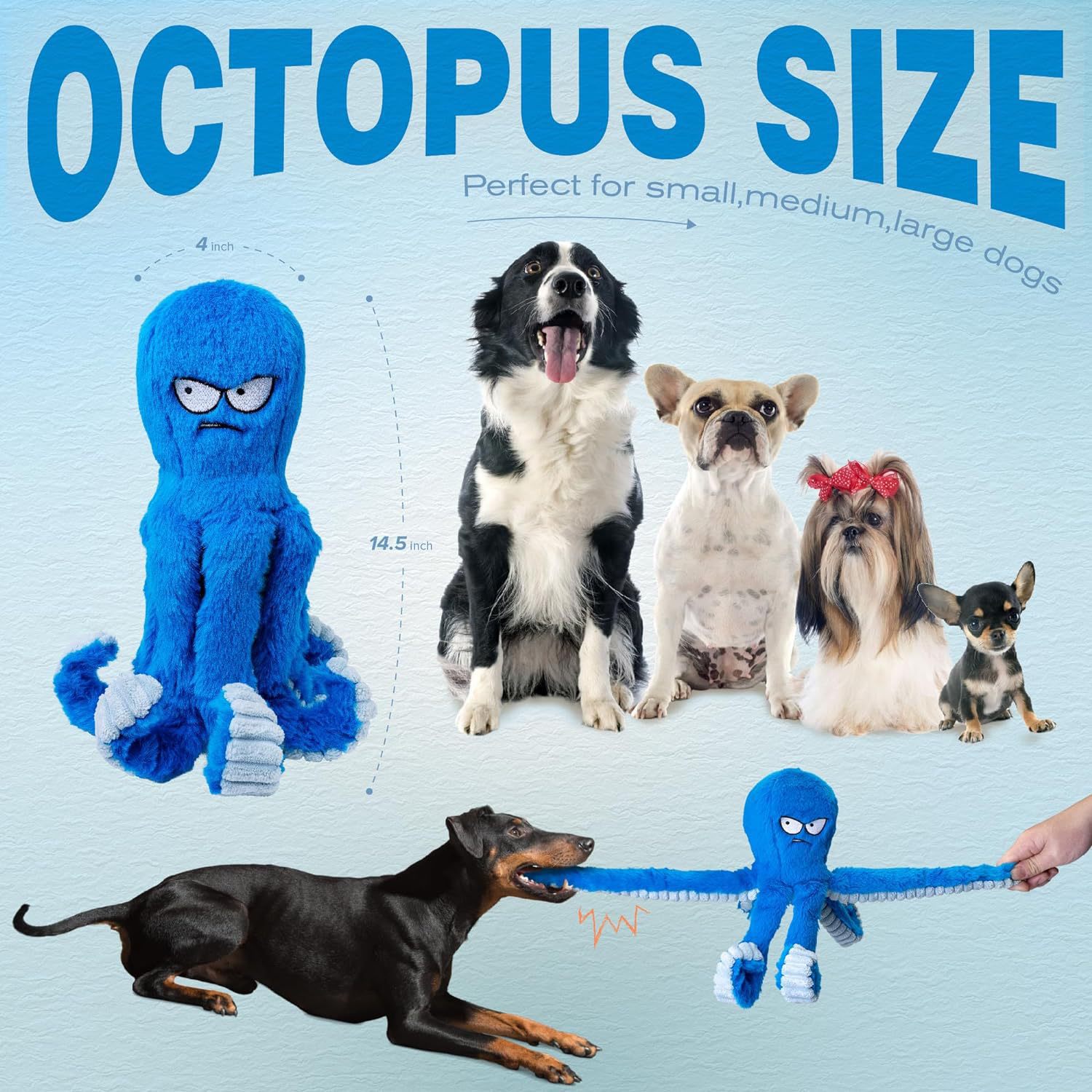 Durable Pet Chew Toys Interactive Squeaky Tug Crinkle Toy
