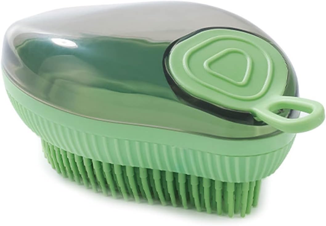 Silicone Pet Bath Brush With Soap Dispenser Grooming Massage Tool