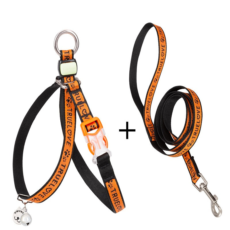 Pet Bell Chest Strap Harness Vest With Durable Leash Set