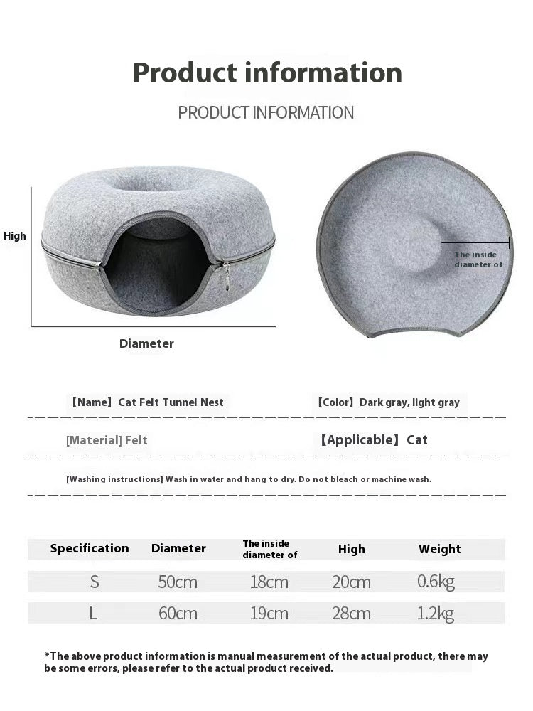 Comfortable Round Pet Bed Tunnel Cozy Sleeping Nest