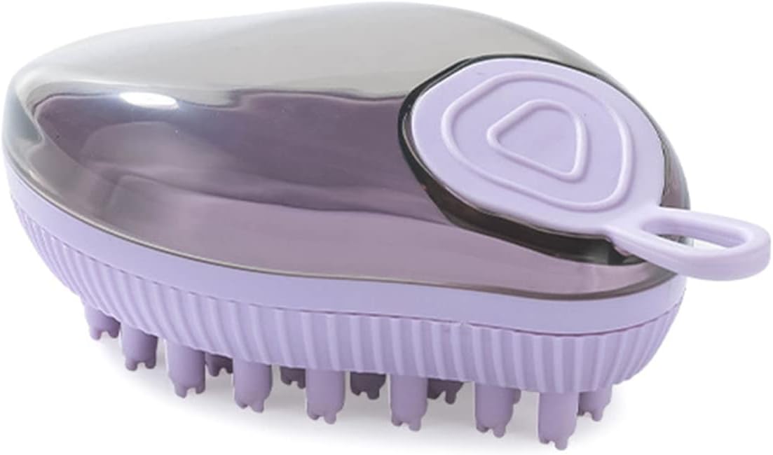 Silicone Pet Bath Brush With Soap Dispenser Grooming Massage Tool