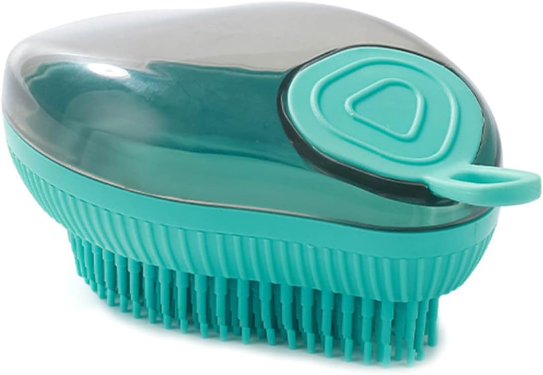 Silicone Pet Bath Brush With Soap Dispenser Grooming Massage Tool