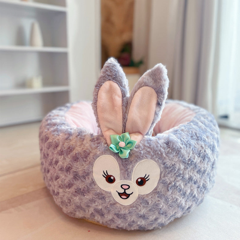Cartoon Plush Pet Nest Cushion Round Bed For All Seasons