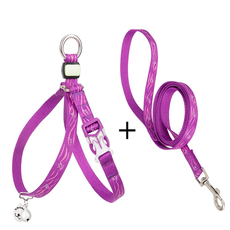Pet Bell Chest Strap Harness Vest With Durable Leash Set