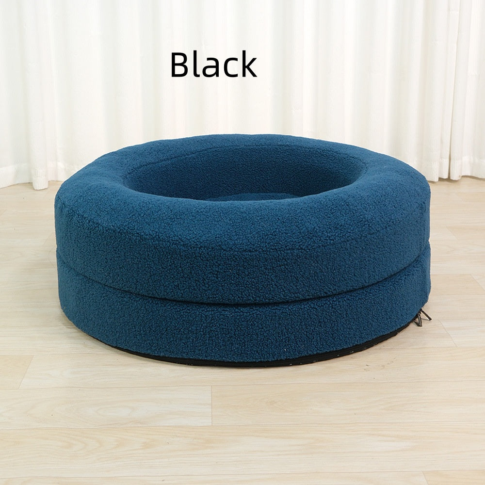 Household Solid Color Leisure Pet Round Bed Cozy Nest