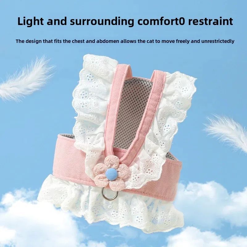 Pet Leash Collar Harness With Safety Back Strap For Walking