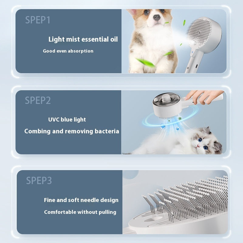 Pet Hair Remover Steam Brush Self-Cleaning Grooming Tool