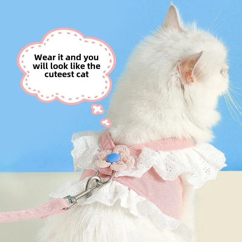Pet Leash Collar Harness With Safety Back Strap For Walking