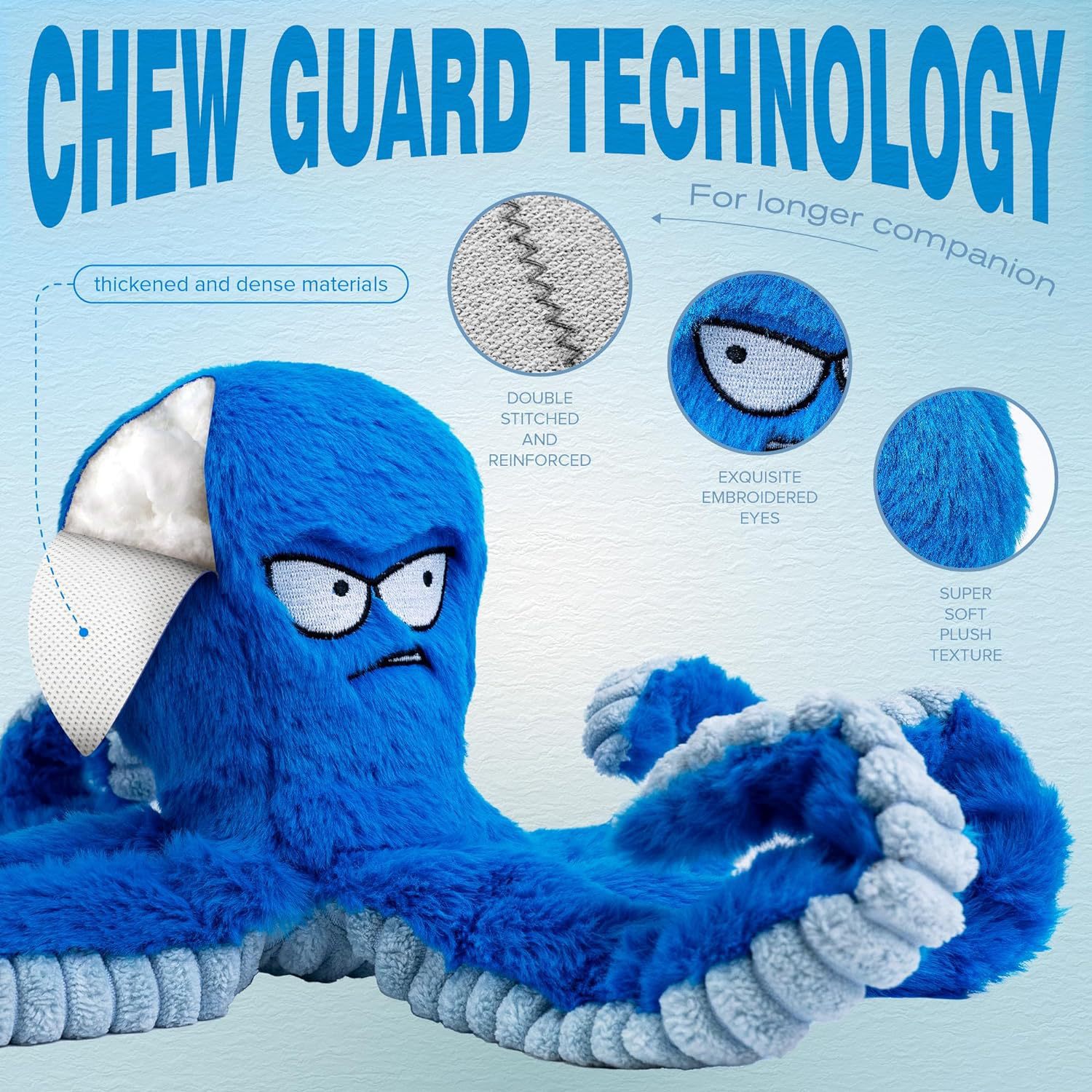 Durable Pet Chew Toys Interactive Squeaky Tug Crinkle Toy