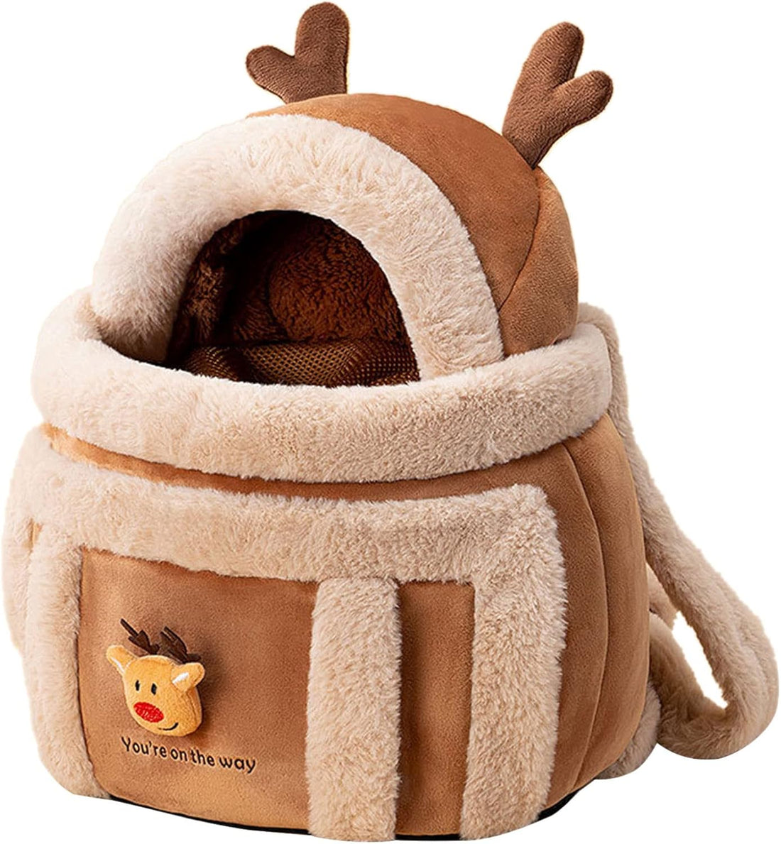 Plush Pet Carrier Backpack Bag With Winter Hand Warmers