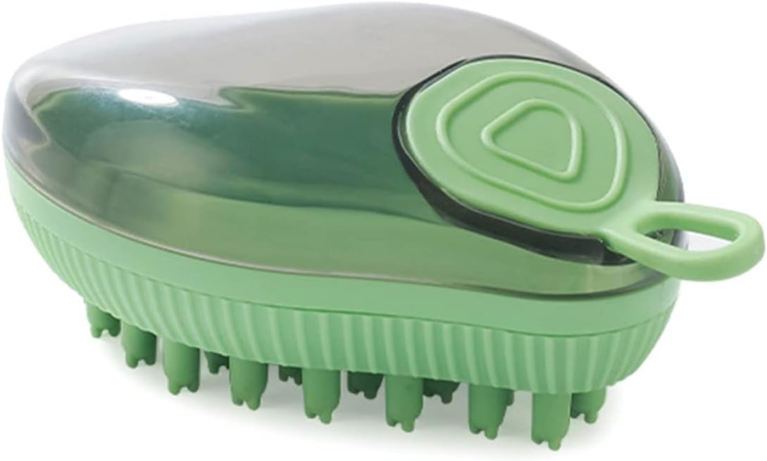 Silicone Pet Bath Brush With Soap Dispenser Grooming Massage Tool