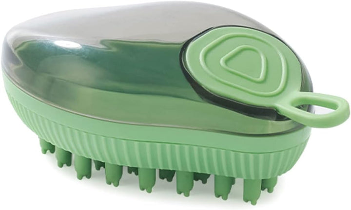 Silicone Pet Bath Brush With Soap Dispenser Grooming Massage Tool