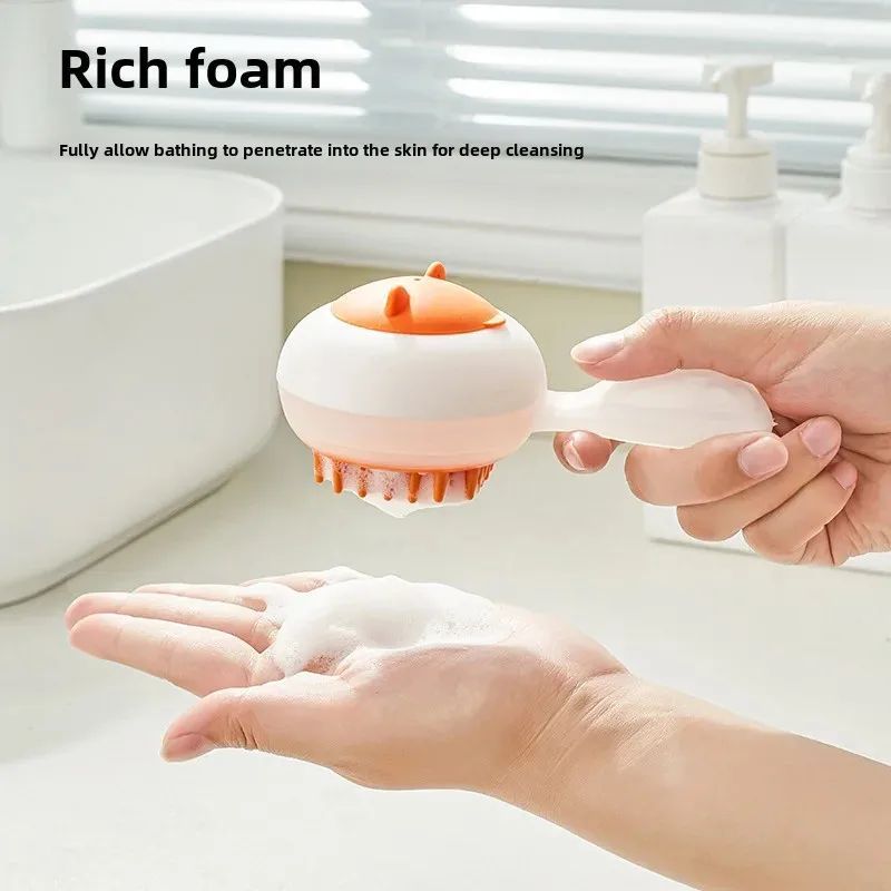 Automatic Pet Bath Brush Soft Gel Hair Removal Dual-Purpose