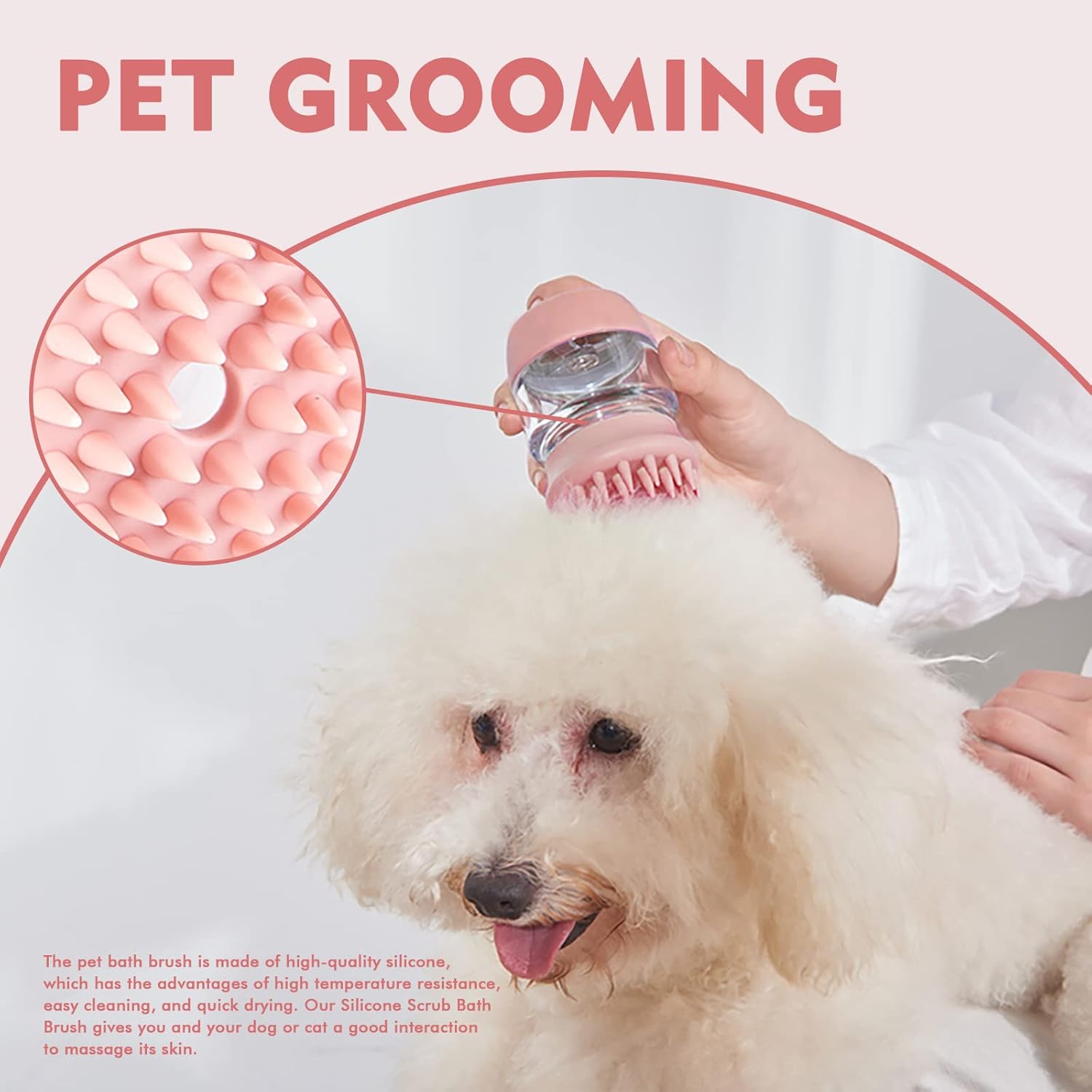 Pet Bath Brush Silicone Grooming Massage Hair Cleaning With Shampoo
