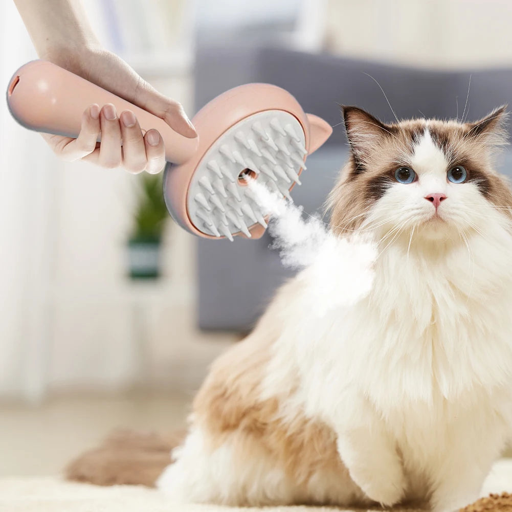 Rechargeable Pet Grooming Brush With Steam Mist Self Cleaning